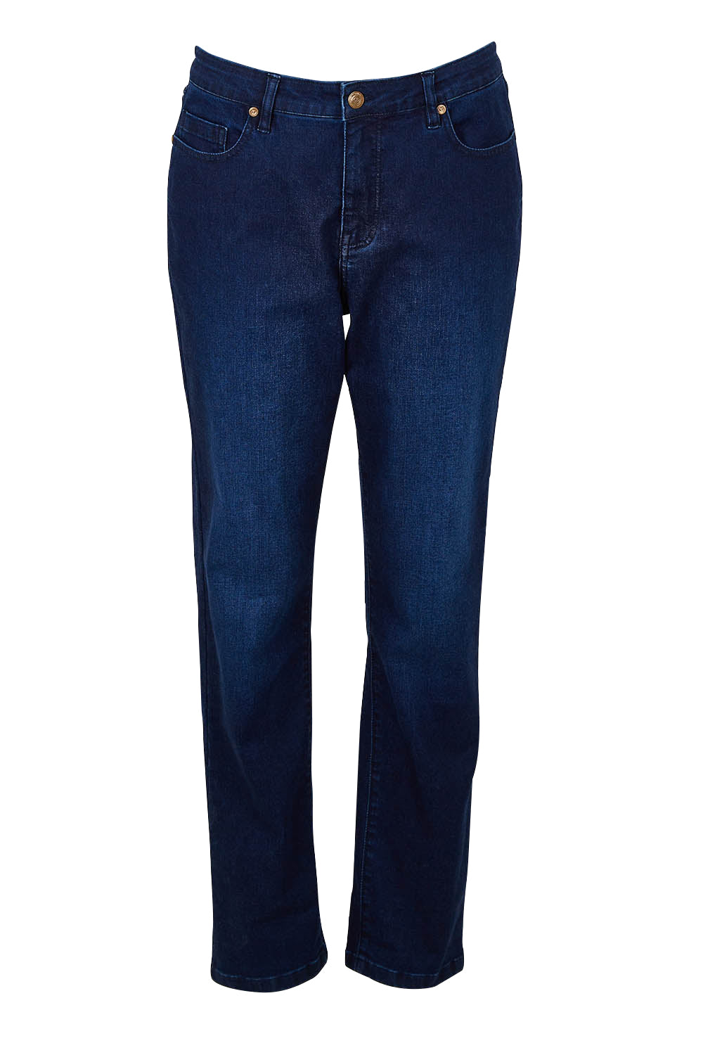 Product shot of the Essentials Straight Leg Denim Jeans in colour Dark (Blue), from the front
