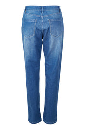 Product shot of the Essentials Straight Leg Denim Jeans in colour Washed (Blue), from the back