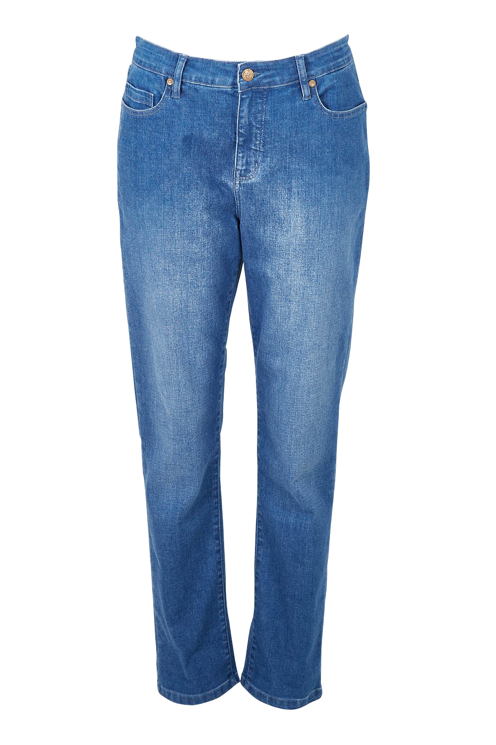 Product shot of the Essentials Straight Leg Denim Jeans in colour Washed (Blue), from the front