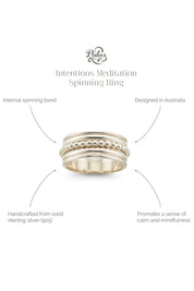 Product shot of the Medium Meditation Spinning Ring in colour Intentions (Metallics), detail