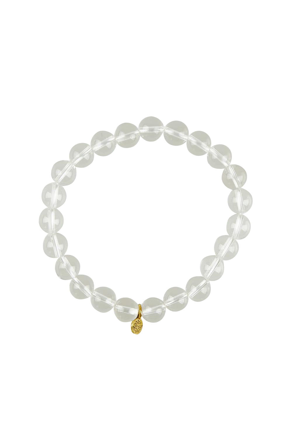 Product shot of the Thick Healing Gem Bracelet in colour Healing (White), from the front