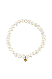 Product shot of the Thick Healing Gem Bracelet in colour Prosperity (White), from the front