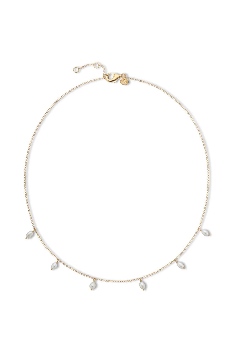 Product shot of the Positano Pearl And Chain Necklace 18K Gold Plated in colour Pearlchain (Metallics), from the front
