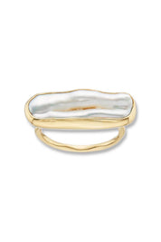 Product shot of the Illuminate Pearl Ring in colour Goldpearl (Metallics), from the front