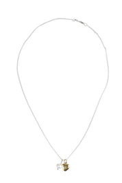 Product shot of the Dreamweaver Necklace in colour Love (Metallics), from the front