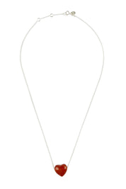Product shot of the Heartstone Adjustable Stirling Silver Necklace in colour Energy (Red), from the front