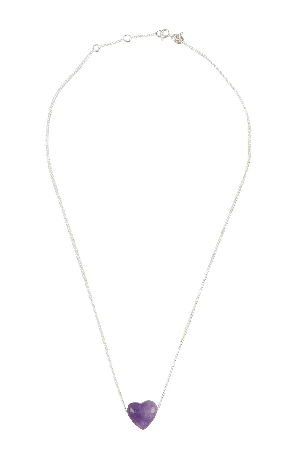 Product shot of the Heartstone Adjustable Stirling Silver Necklace in colour Protection (Black), from the front