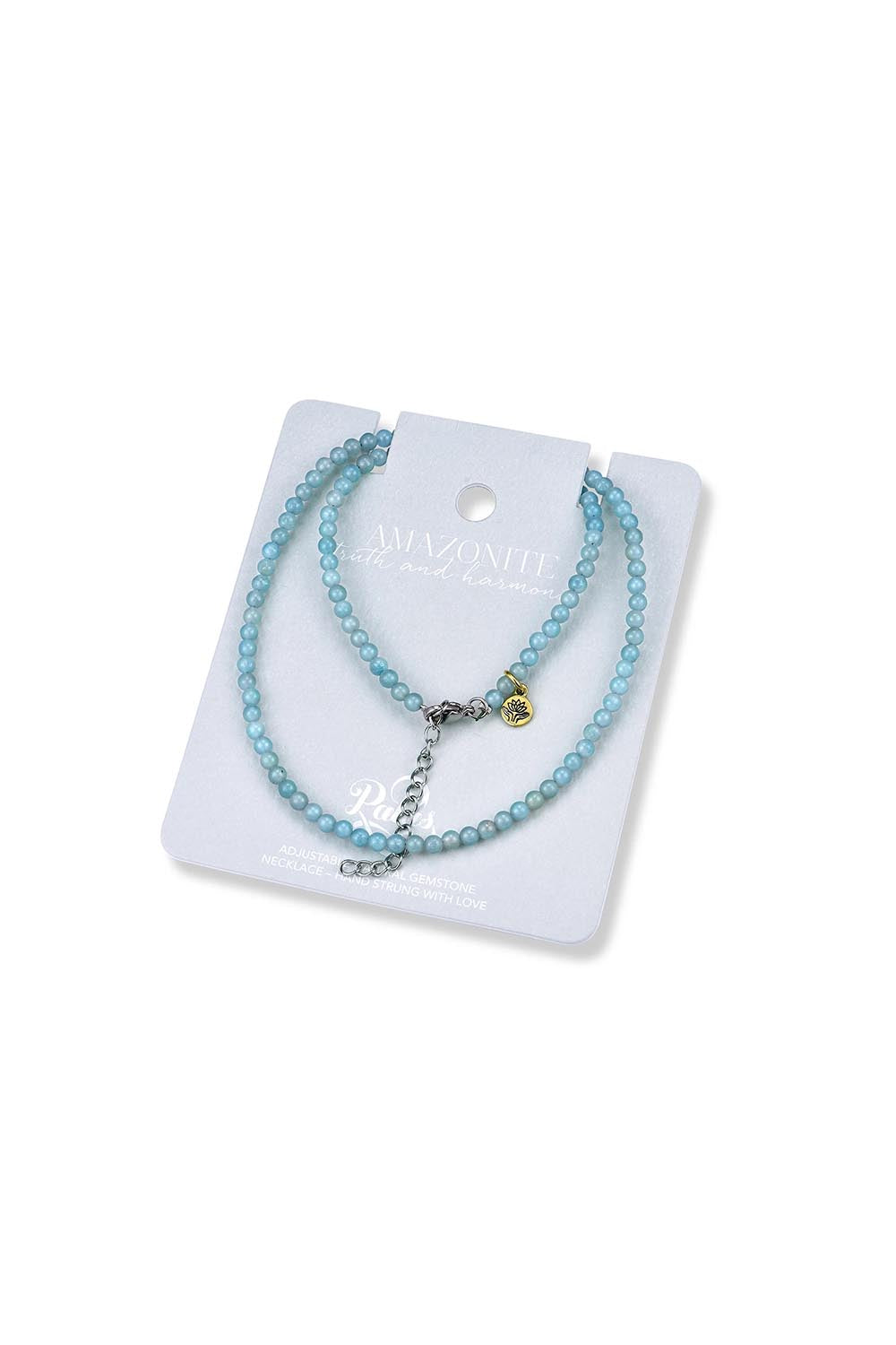 Product shot of the Healing Gems Classics Necklace - Amazonite in colour Amazonite, from the back