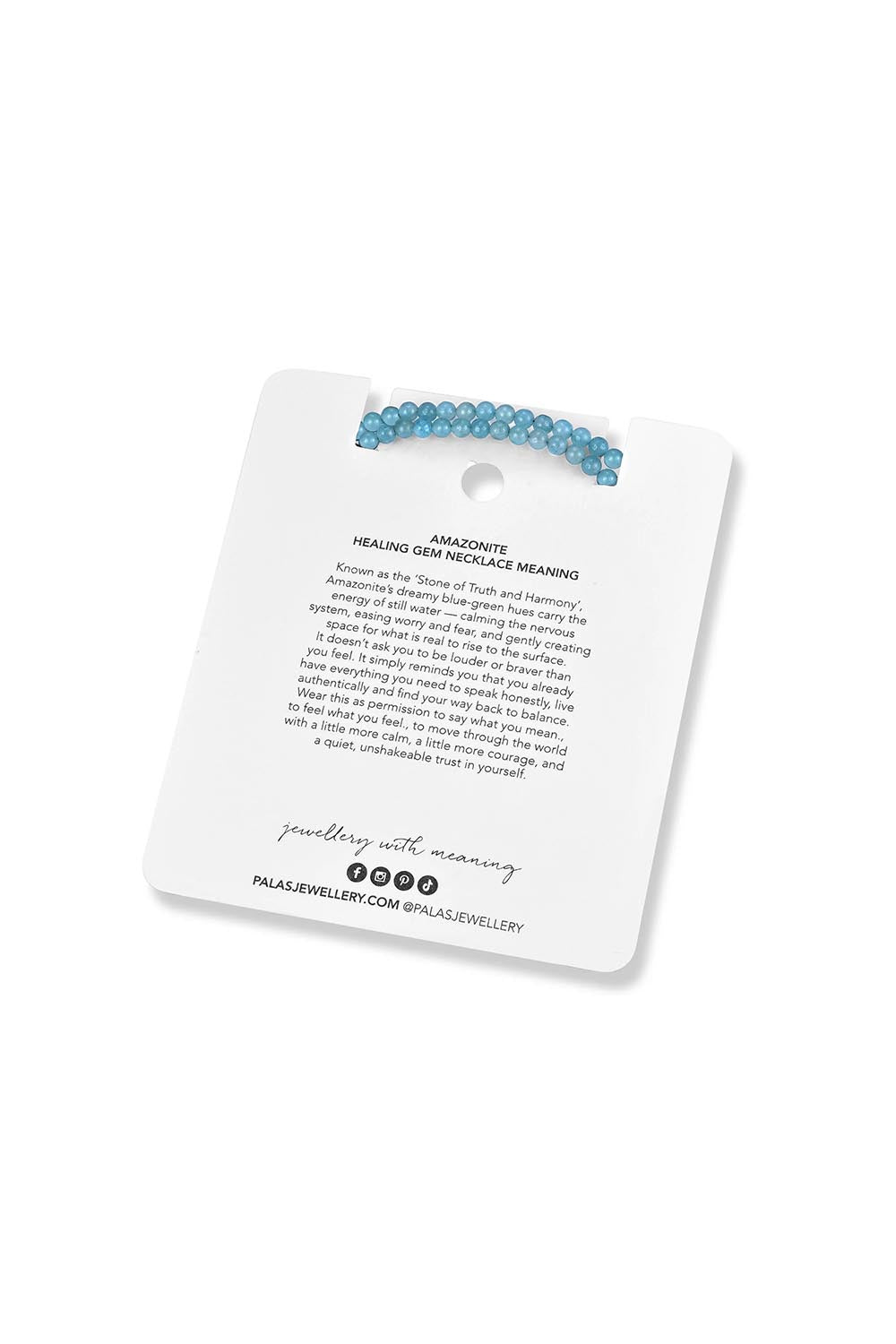 Product shot of the Healing Gems Classics Necklace - Amazonite in colour Amazonite, showing detail