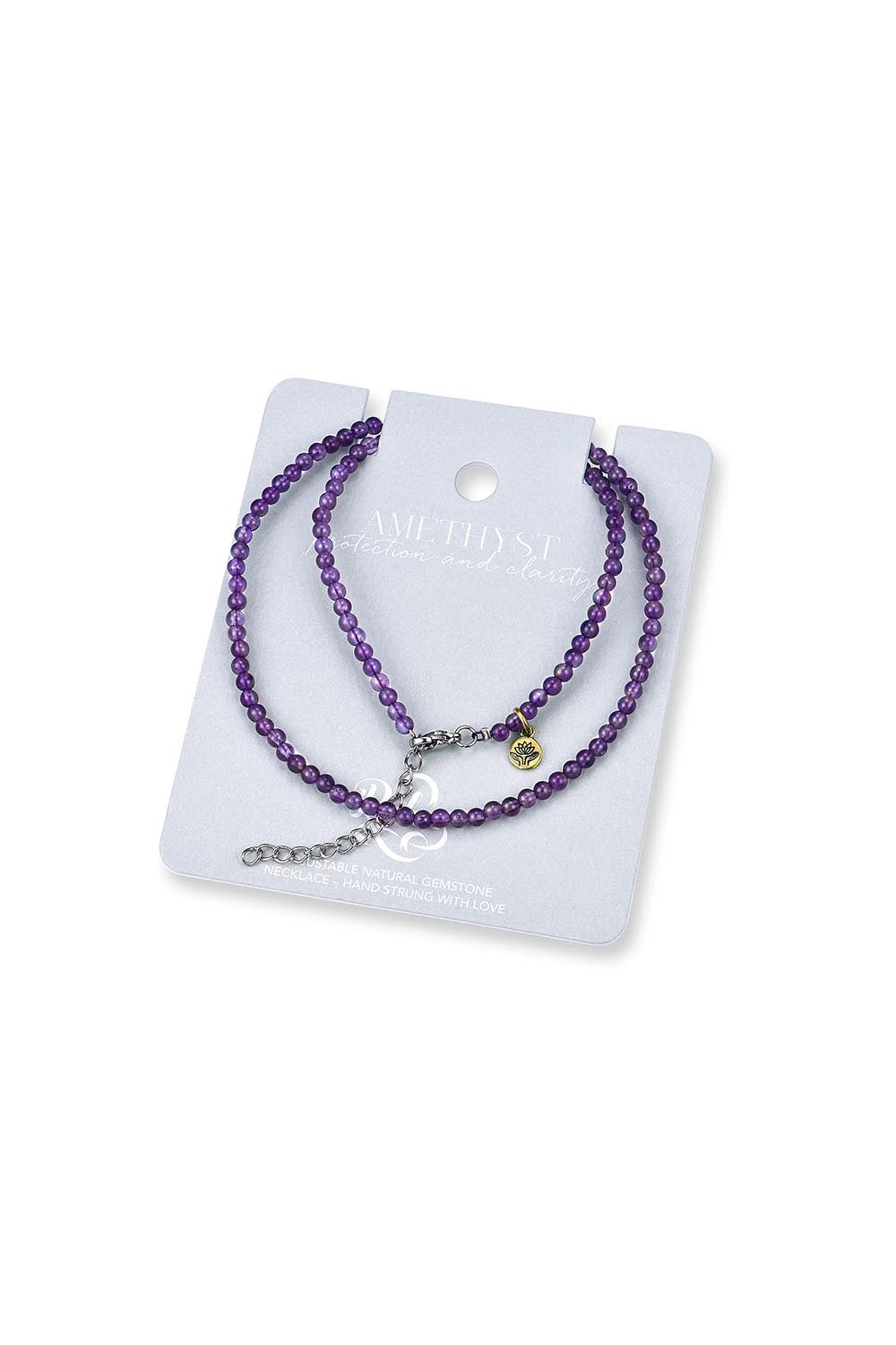 Product shot of the Healing Gems Classics Necklace - Amethyst in colour Amethyst, from the back