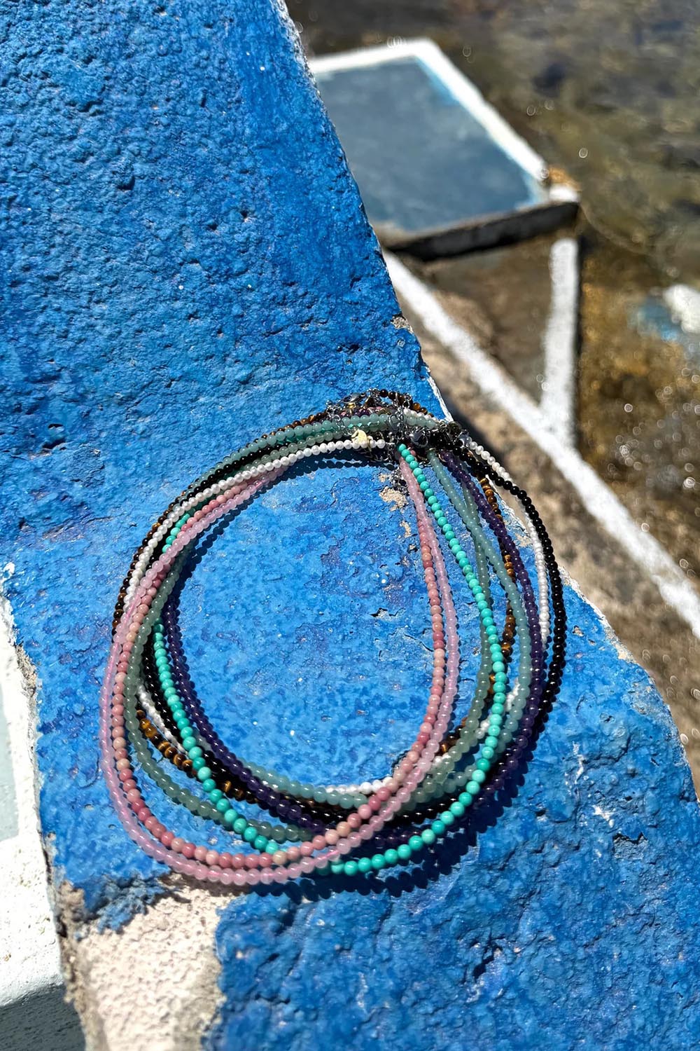 Product shot of the Healing Gems Classics Necklace - Aventurine in colour Aventurine, from the back