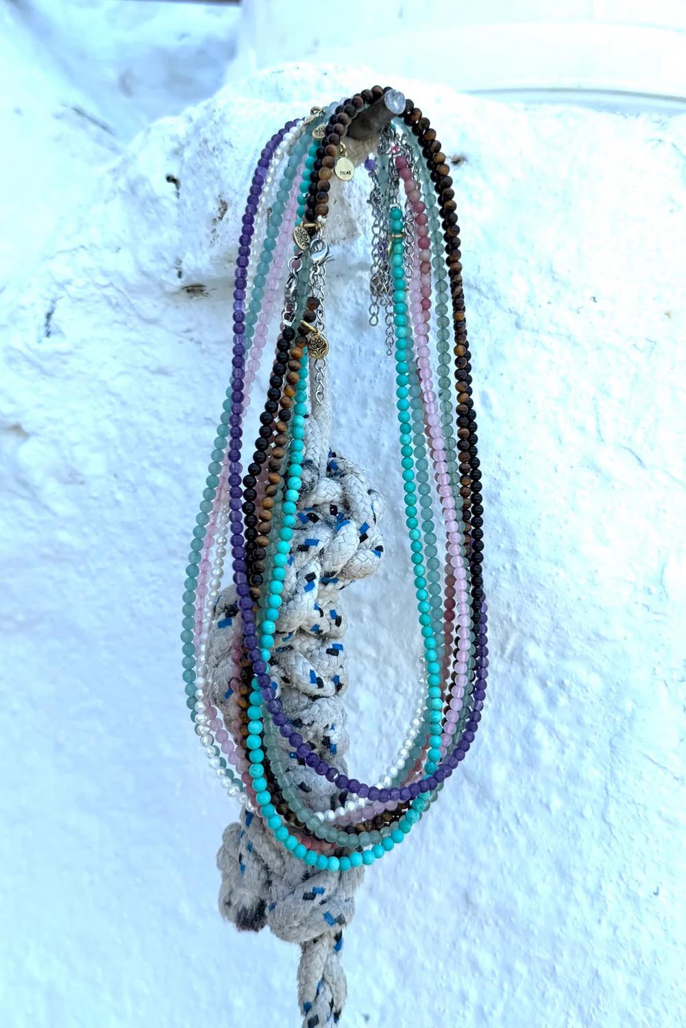 Product shot of the Healing Gems Classics Necklace - Rhondonite in colour Rhondonite, from the back