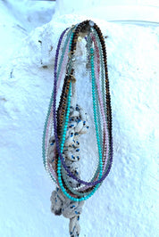 Product shot of the Healing Gems Classics Necklace - Rhondonite in colour Rhondonite, from the back