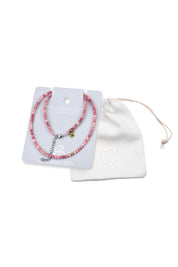 Product shot of the Healing Gems Classics Necklace - Rhondonite in colour Rhondonite, showing detail
