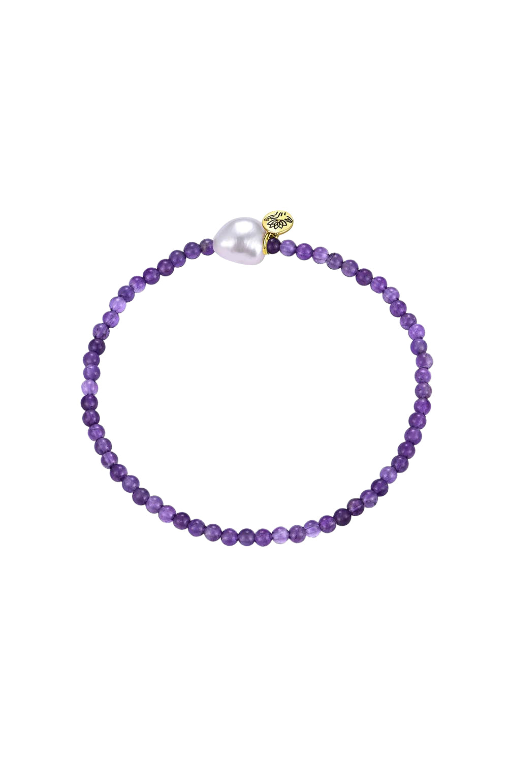Product shot of the Luna Pearl Bracelet - Amethyst in colour Amethyst, from the front