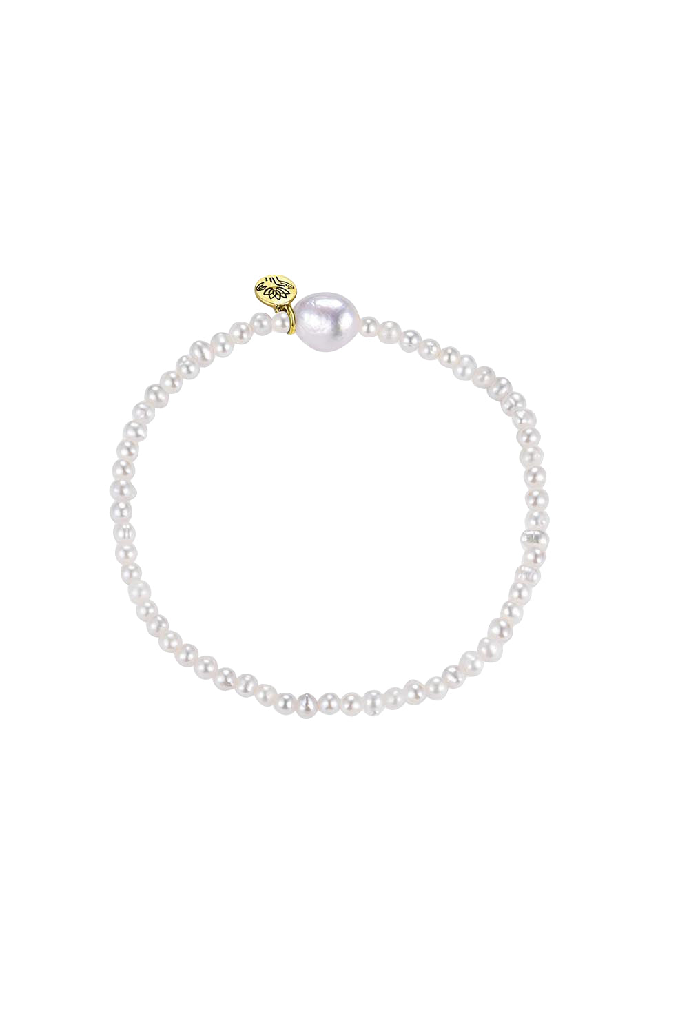 Product shot of the Luna Pearl Bracelet - Pearl in colour Pearl, from the front
