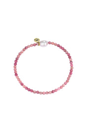 Product shot of the Luna Pearl Bracelet - Rhondonite in colour Rhondonite, from the front