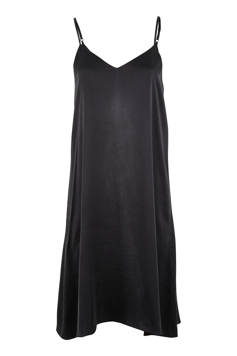 Product shot of the Audrey Silk Slip Nightie in colour Black (Black), from the front