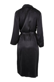 Product shot of the Audrey Silk Long Robe in colour Black (Black), from the back
