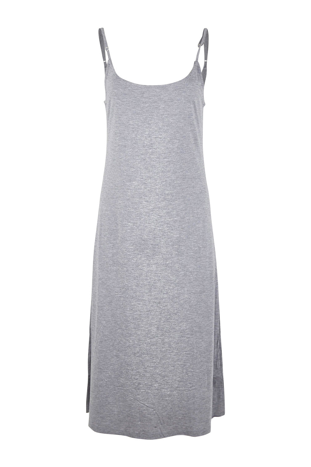 Product shot of the Juliette Modal Soft Maxi Nightie in colour Grey (Grey), from the front