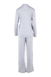 Product shot of the Modal Soft Kate PJ Set in colour Greystripe (Grey), from the back