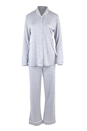 Product shot of the Modal Soft Kate PJ Set in colour Greystripe (Grey), from the front