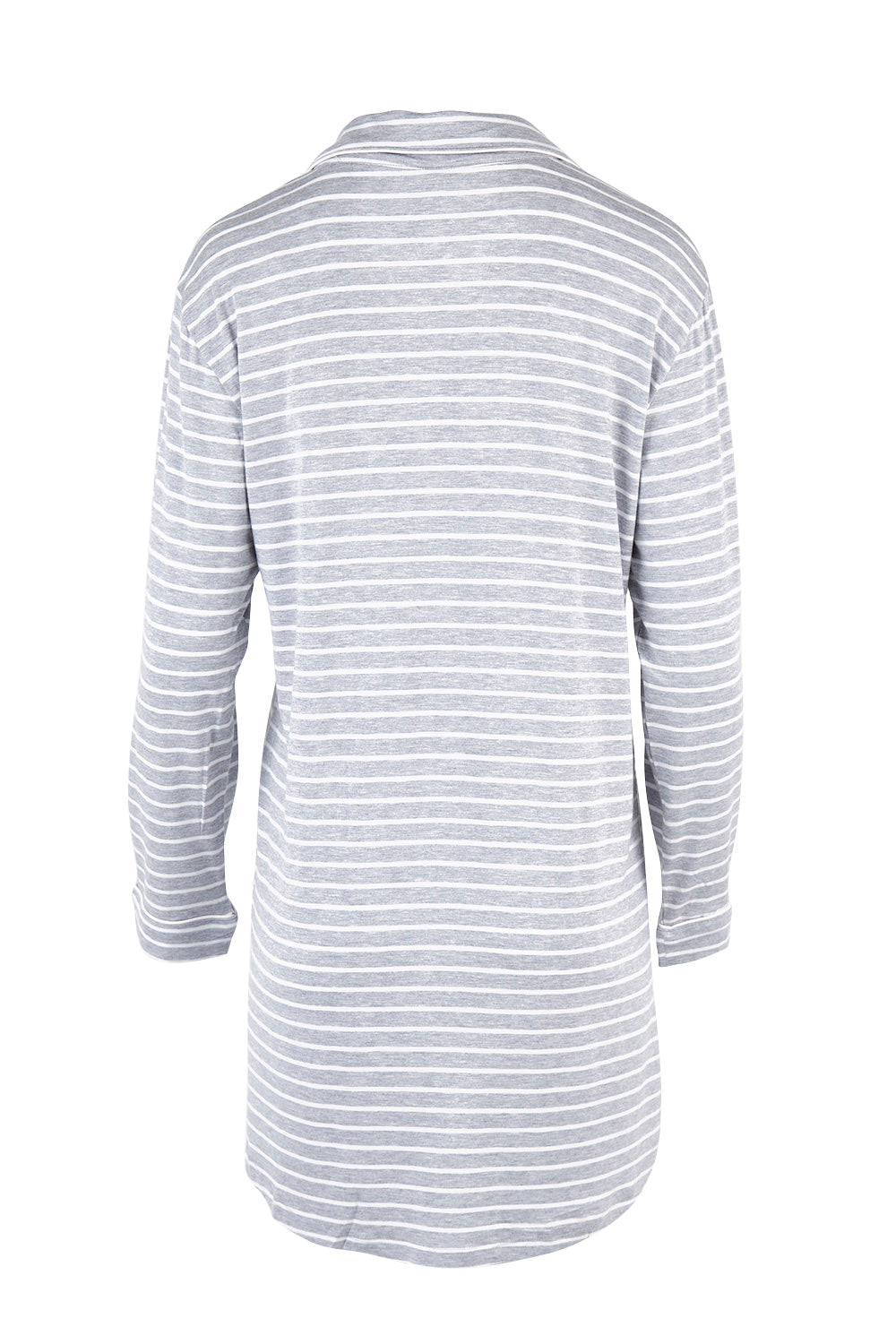 Product shot of the Modal Soft Kate Nightshirt in colour Greystripe (Grey), from the back