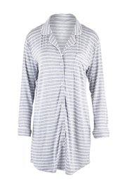 Product shot of the Modal Soft Kate Nightshirt in colour Greystripe (Grey), from the front