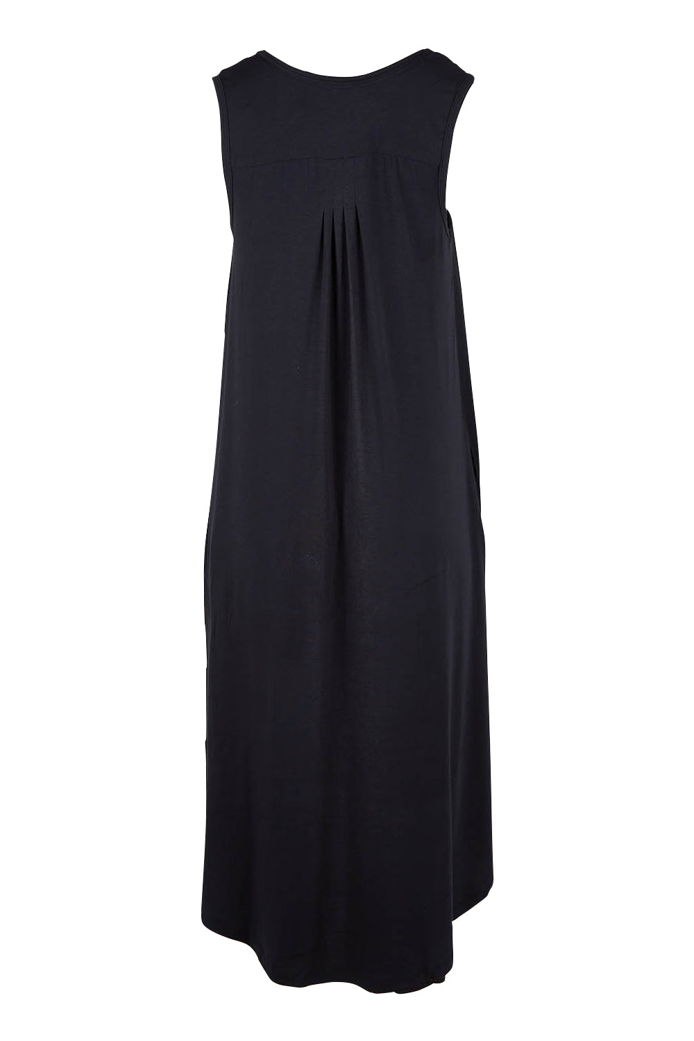 Product shot of the Kate Modal Soft Pleat Front Maxi Nightie in colour Black (Black), from the back