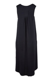 Product shot of the Kate Modal Soft Pleat Front Maxi Nightie in colour Black (Black), from the back