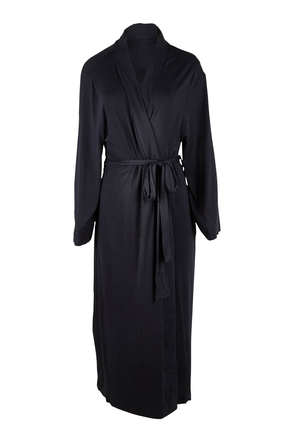 Product shot of the Kate Modal Soft Maxi Robe in colour Black (Black), from the front