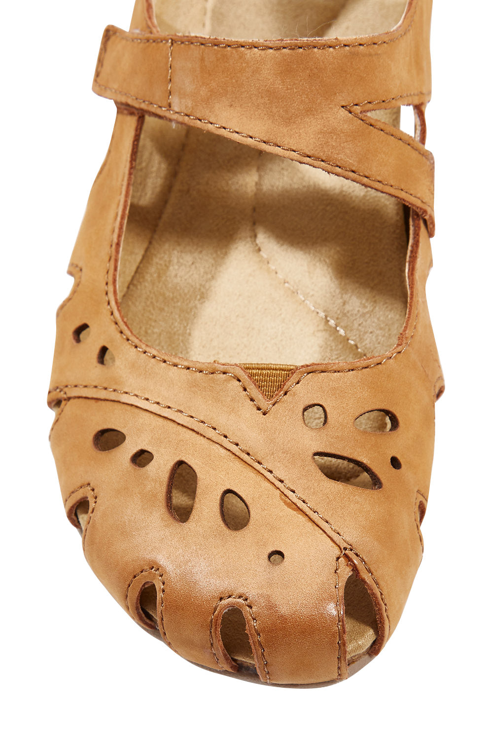 Product shot of the Amy Flat in colour Suntan, detail