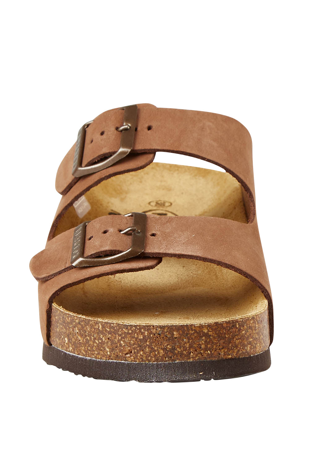 Product shot of the Lindo Leather Platform Sandals in colour Nubmoka, detail