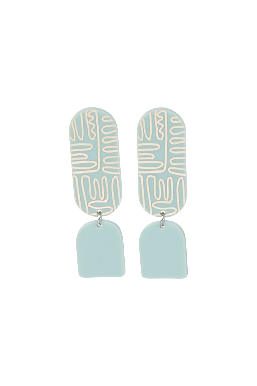 Product shot of the Amanda Drop Earring in colour Lightteal (Green), from the front