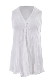 Product shot of the Cotton Crinkle Swing Top in colour White (White), from the front