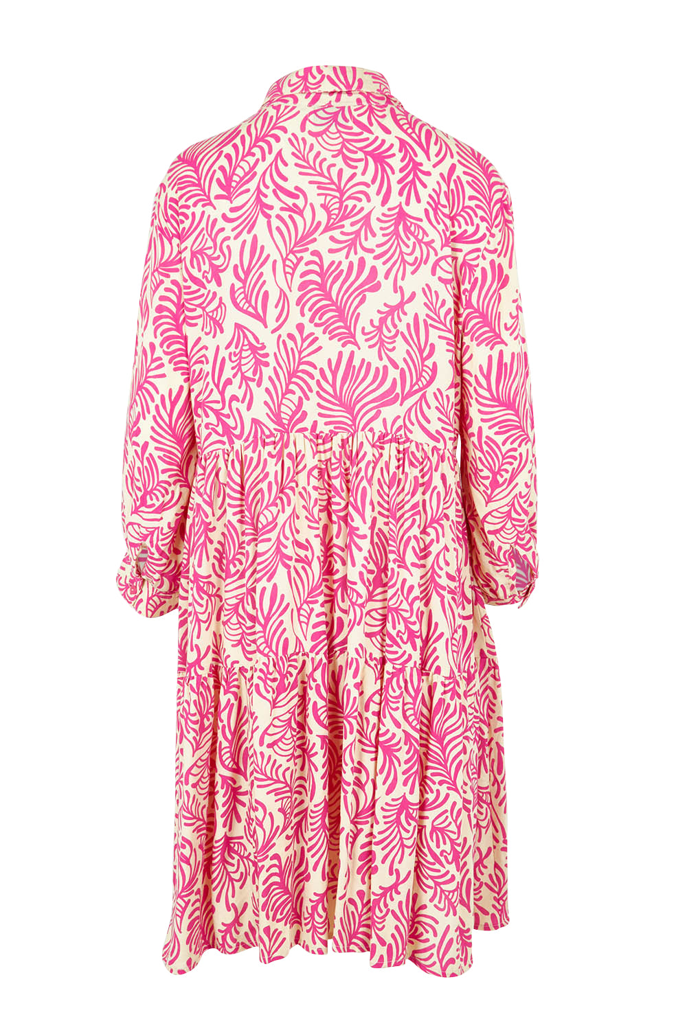 Product shot of the Short Shirt Dress in colour Seafusc (Pink), from the back