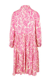 Product shot of the Short Shirt Dress in colour Seafusc (Pink), from the back