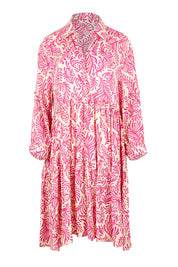 Product shot of the Short Shirt Dress in colour Seafusc (Pink), from the front