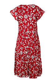 Product shot of the Cotton Cap Sleeve Dress in colour Redprint (Red), from the back