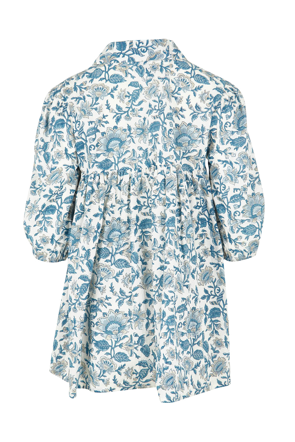 Product shot of the Cotton Flowy Top in colour Blue (Blue), from the back