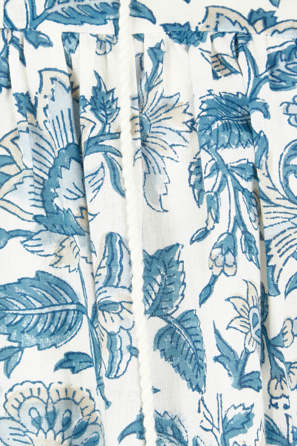 Product shot of the Cotton Flowy Top in colour Blue (Blue), detail