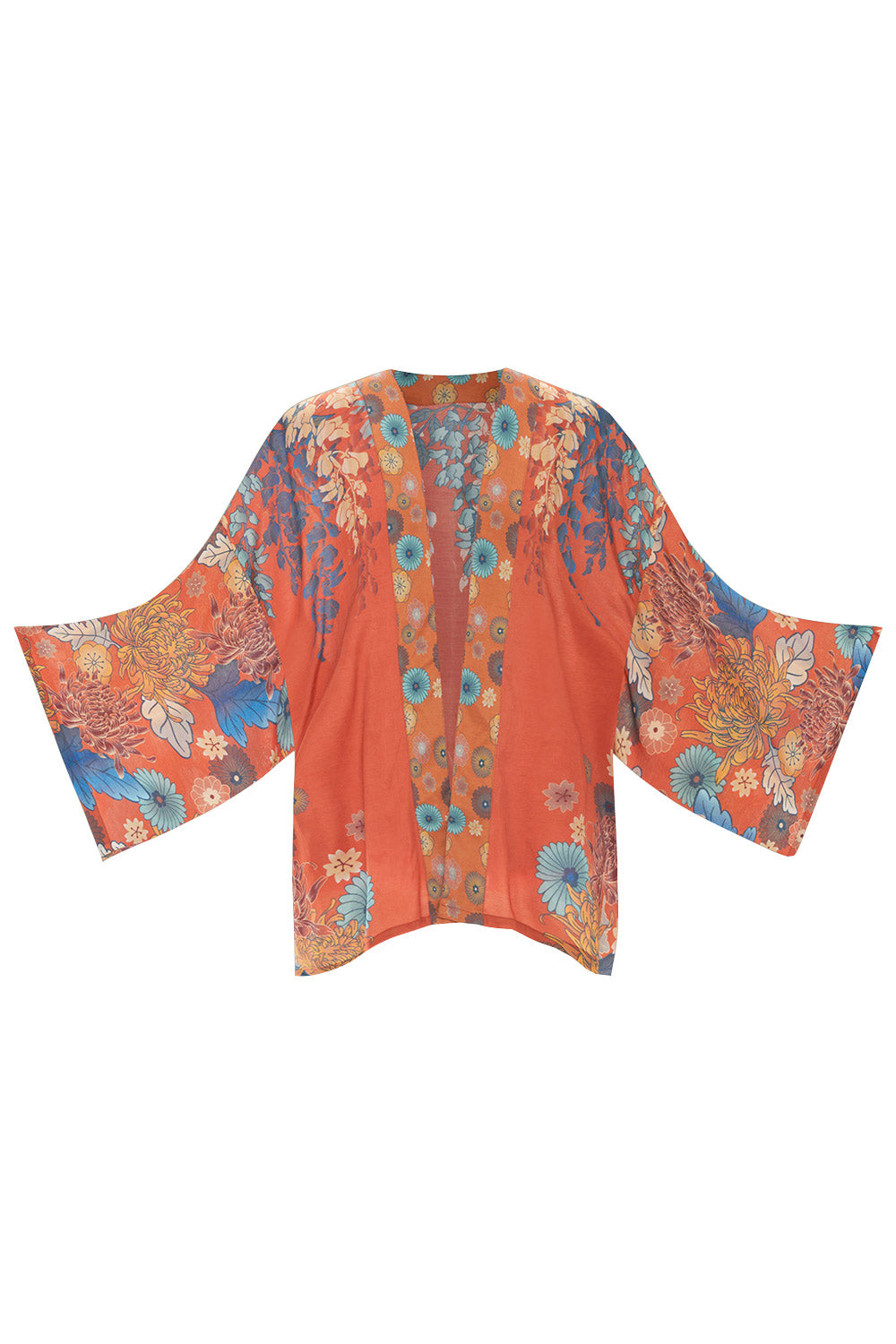Product shot of the Kimono Jacket in colour Terracotta, detail