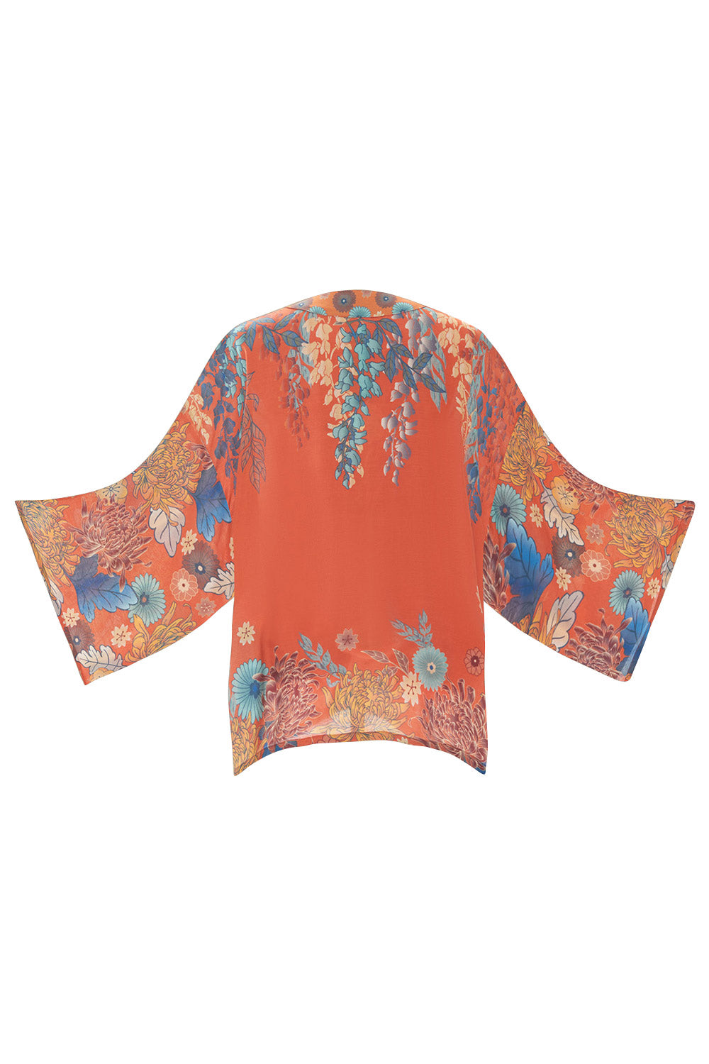 Product shot of the Kimono Jacket in colour Terracotta, detail
