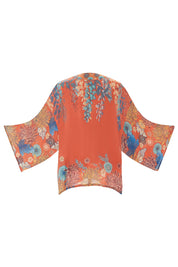 Product shot of the Kimono Jacket in colour Terracotta, detail