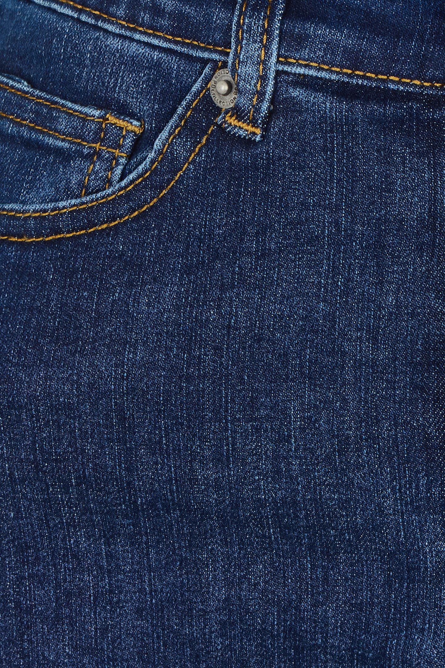 Product shot of the Frayed Denim Skirt in colour DarkDenim (Blue), detail