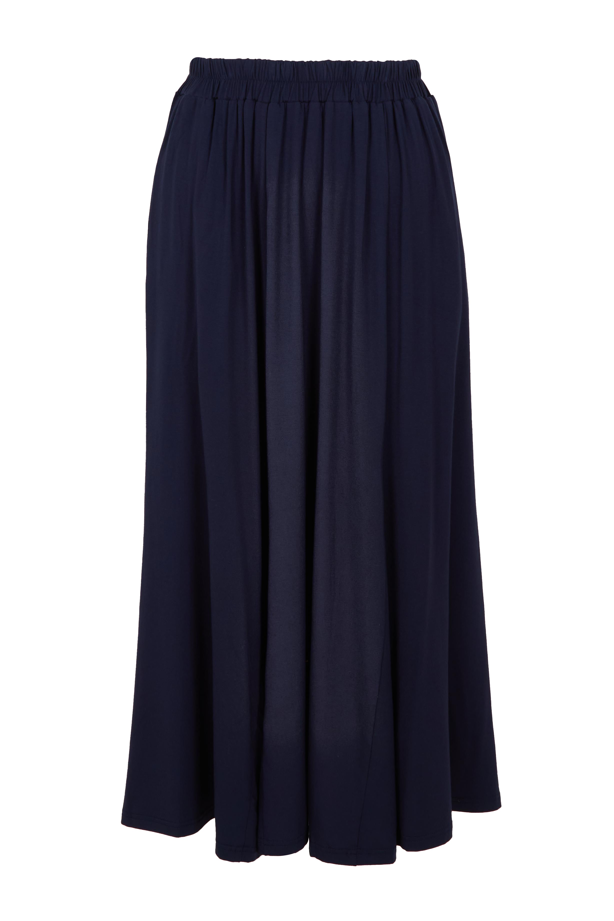 Product shot of the Adeline Bamboo Skirt in colour Navy (Blue), from the front