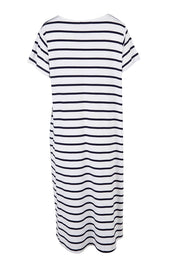Product shot of the Tin colourShirt Dress - Stripe (White), from the back