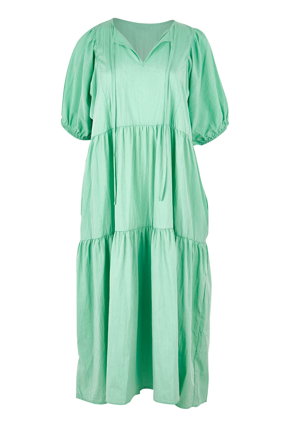 Product shot of the Roamer Tencel Blend Dress in colour Caribbean (Green), from the front