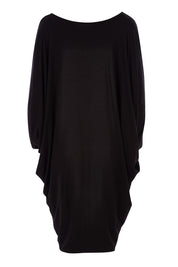 Product shot of the Long Sleeve Miracle Dress in colour Black (Black), from the back