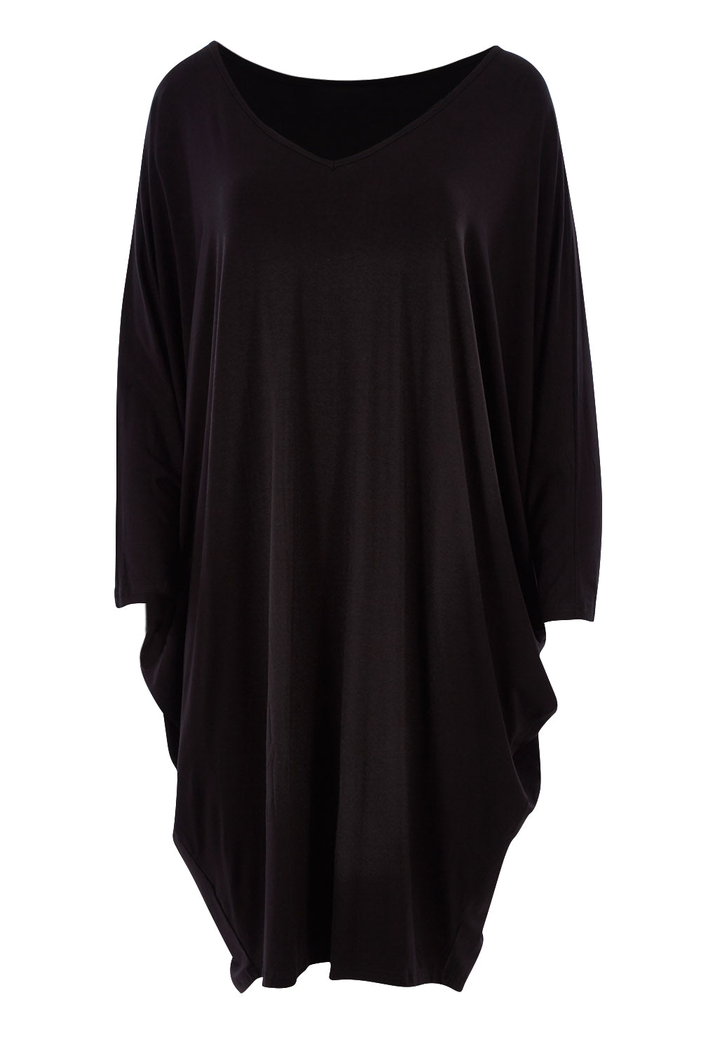 Product shot of the Long Sleeve Miracle Dress in colour Black (Black), from the front